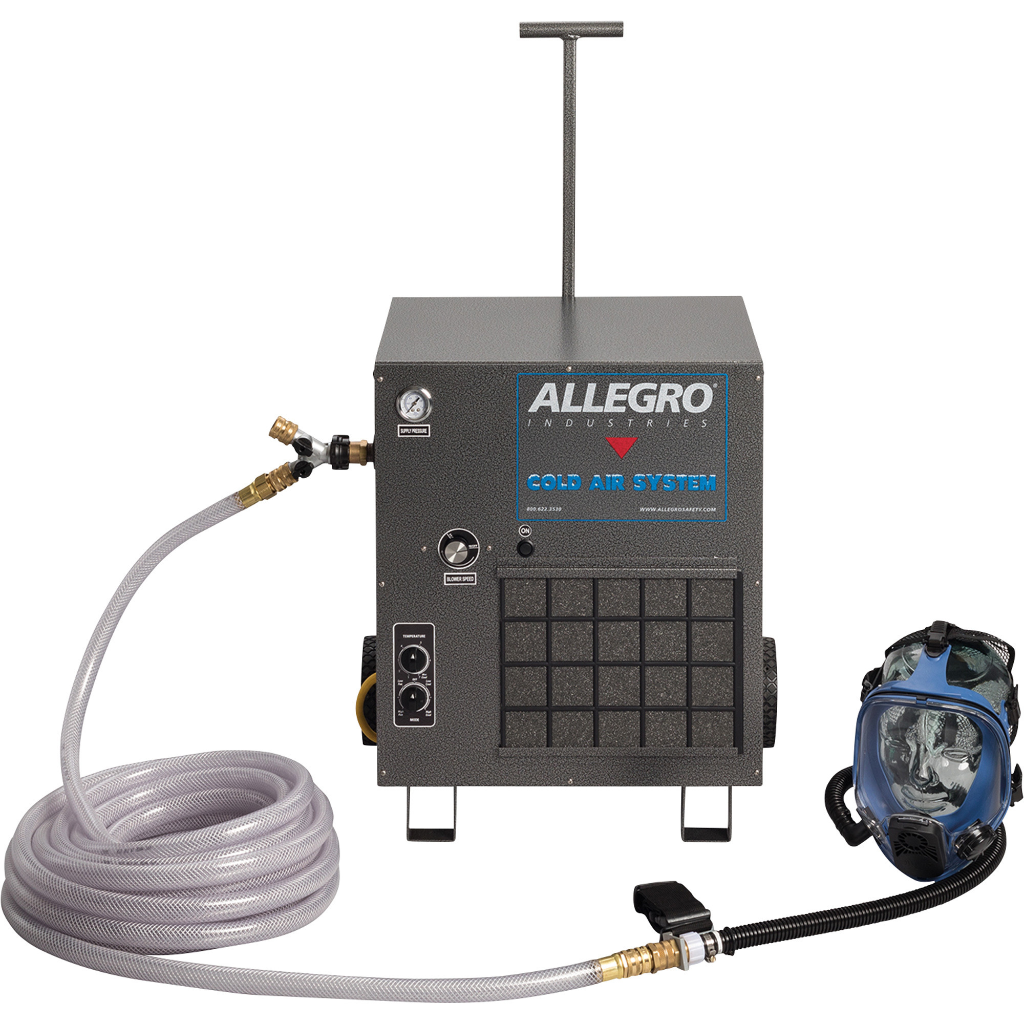Allegro Full Mask Cold Air Respirator System, One Cold Air Blower, One 100in. Breathing Air Hose, Model# 9200-01CA